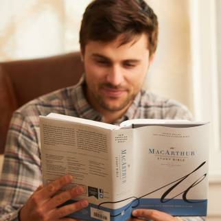 man reading NASB MacArthur Study Bible