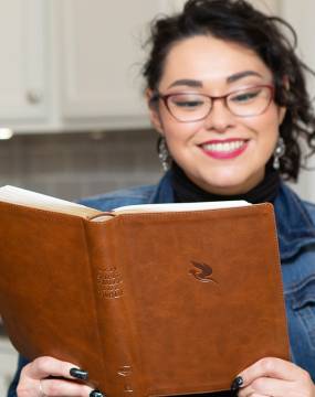 Woman reading the NKJV Spirit-Filled Life Bible